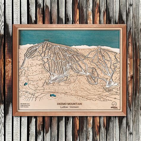 Okemo Mountain 3D Ski Trail Map Art | Wooden Ski Map - Skiing Decor