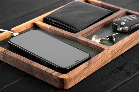 Customized Valet Tray Handmade Catch All Tray Walnut Edc Tray