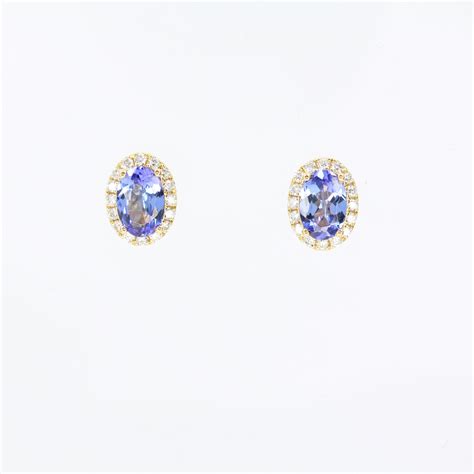 18ct Yellow Gold Tanzanite And Diamond Earrings Allgem Jewellers