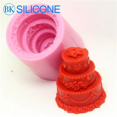 New Style 3D Three Layer Cake Molds Silicone Candle Mold Crafts DIY Mould handmade 3D moulds ...