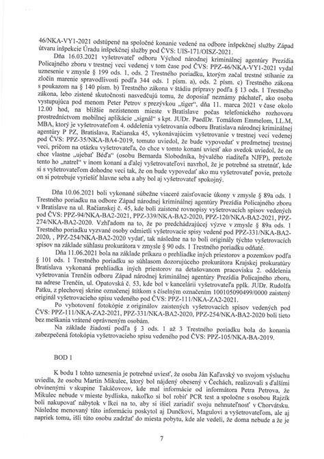 Uznesenie o vznesení obvinenia Petrovi Petrovovi Prinášame nádej o z