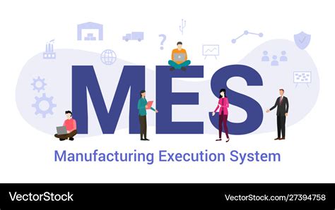 Mes Manufacturing Execution System Concept Vector Image