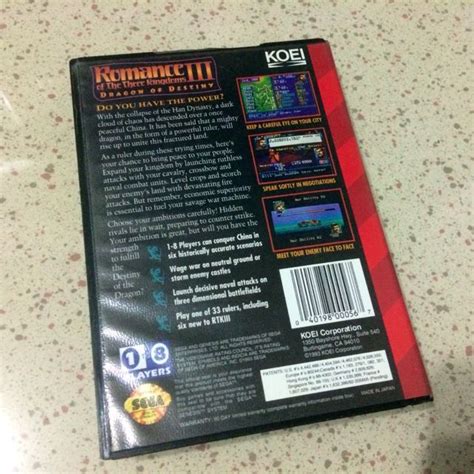 Original Sega Mega Drive Genesis Cartridge Koei Games Romance Of The