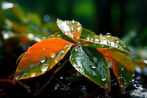 Hojas Verdes Con Gotas De Agua Despu S De La Lluvia Generativa Ai