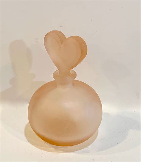 Vintage Perfume Bottle Frosted Pink Glass Heart Perfume Bottle