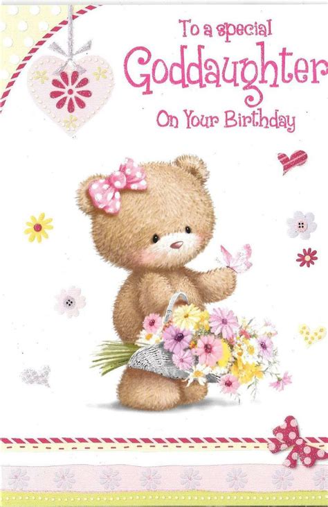 Birthday Card To A Special Goddaughter Bear Holding A Basket Of