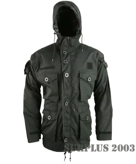 Black Special Forces Sas Style Assault Hooded Smock British Army Jacket