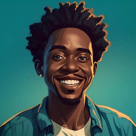 Retrato De Um Jovem Afro Americano Feliz Penteado Afro Foto Premium