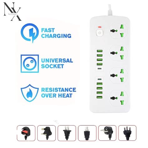 Jual Nexxio Stop Kontak Colokan Listrik 3Ways Smart Power Strip Socket