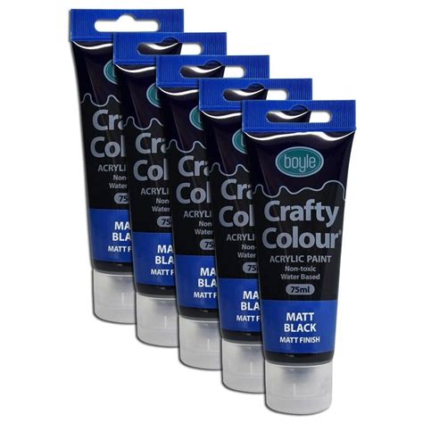 X Crafty Colour Art Craft Ml Non Toxic Acrylic Paint Tube Black Matt