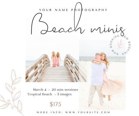 Beach Mini Session Template Beach Minis Beach Photo Session Etsy