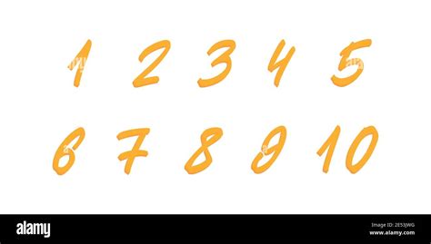 Hand Drawn Numbers Set Vector Brush Lettering Numbers Stock Vector