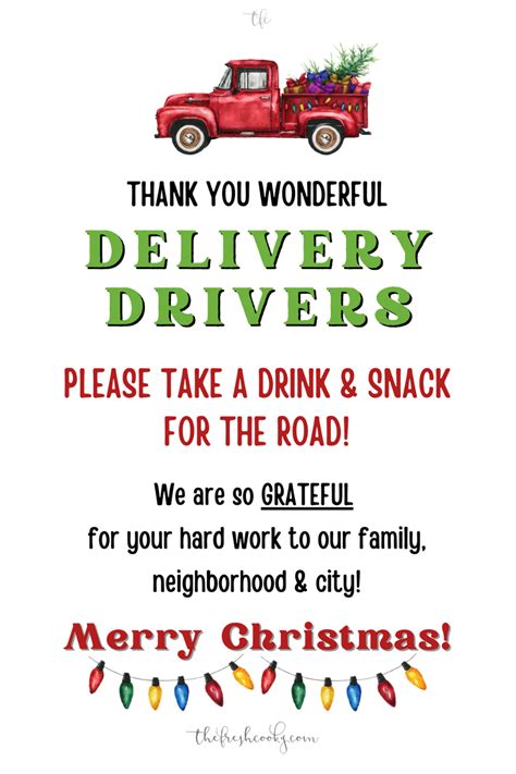 Thank You Delivery Drivers Sign Printable Free Printable Word Searches