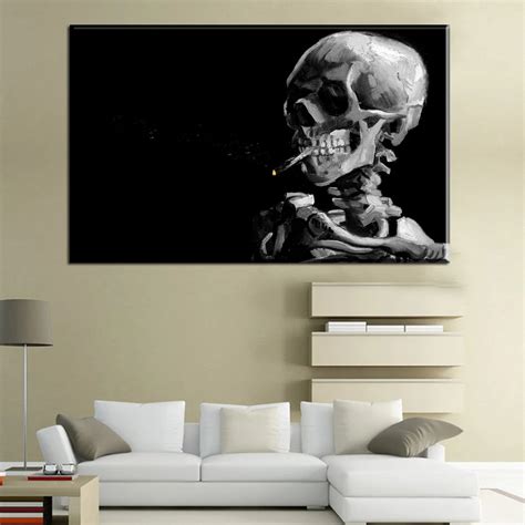 Zz2069 Skull With Burning Cigarette By Vincent Van Gogh Oil Painting