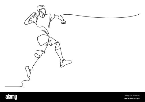 Continuous Line Drawing Of Man In Happiness Emotion Jumping With Arm