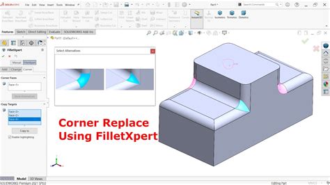 Corner Replace Using FilletXpert Option In Solidworks YouTube