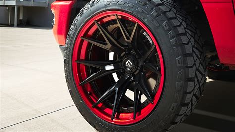 24" Fuel Wheels FC402MQ Catalyst Matte Black with Candy Red Lip Off-Road Fusion Forged Rims #FL419-3