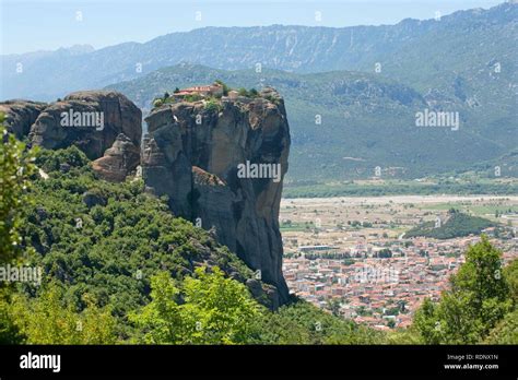 Monastery Agia Triada Holy Trinity Towering Above Kalambaka At The