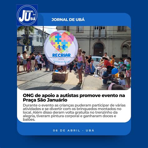 ONG de apoio a autistas promove evento na Praça São Januário em Ubá