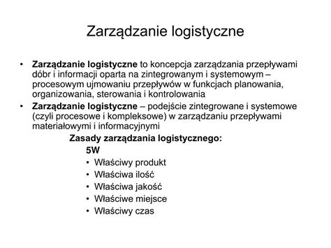 PPT Zarządzanie logistyczne produkcją w przedsiębiorstwie PowerPoint