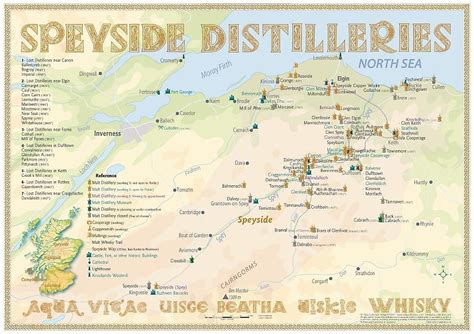 Whisky Distilleries Speyside Tasting Map 34x24cm Jetzt Kaufen