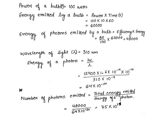 Calculate The Number Of Photons Emitted By A Bulb Of Watt Having