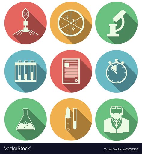 Flat icons for microbiology Royalty Free Vector Image