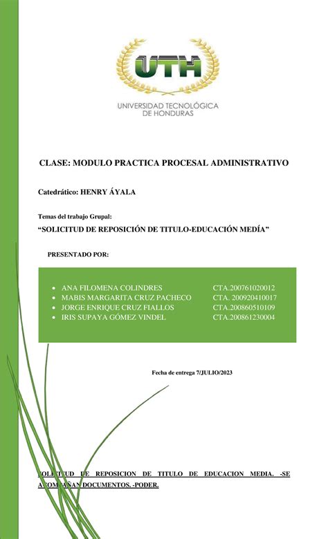 Solicitud De Reposici N De Titulo Educaci N Media Clase Modulo