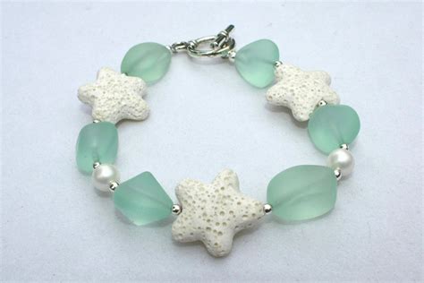 Beach Jewelry Cultured Sea Glass Shell Pearl And Lava Etsy Starfish