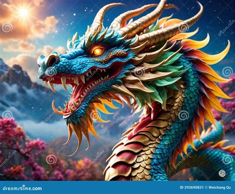 A Highly Realistic Chinese Dragon In Various Environments Stock