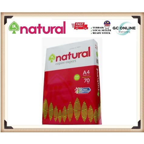 Ik Natural A4 Paper 500 Sheet 70gsma4 Paper 500 Sheets 70gsm Shopee