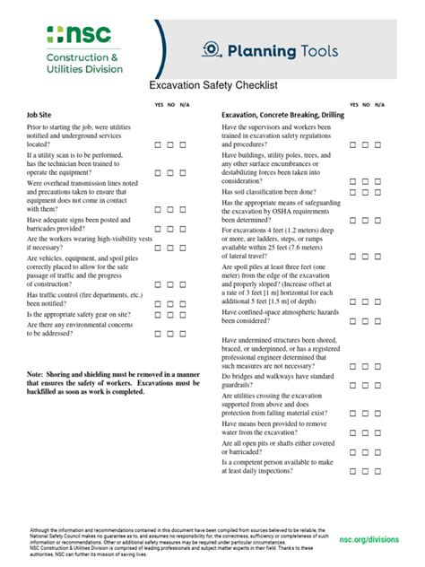 Excavation Safety Checklist Pdf Deep Foundation Safety