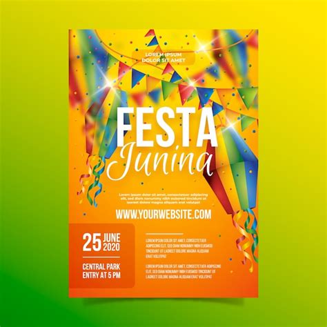 Realistische Festa Junina Poster Met Slingers Gratis Vector