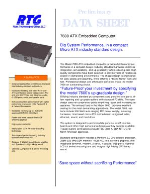 Fillable Online Preliminary Data Sheet Atx Embedded Computer Big