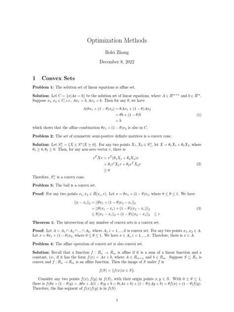 Lec2 Convex Sets Exercise Pdf Convex Set System Of Linear Equations