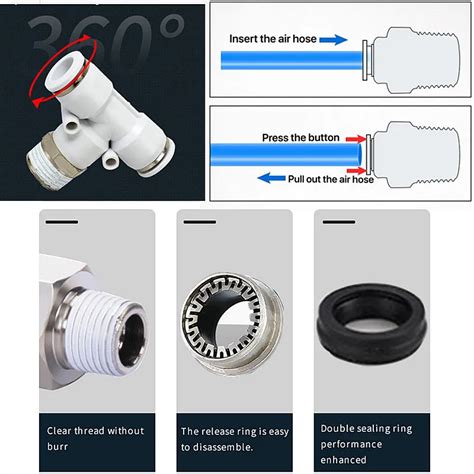 White Pneumatic Shower Hose Connector Fitting For Male Thread Air Pipes