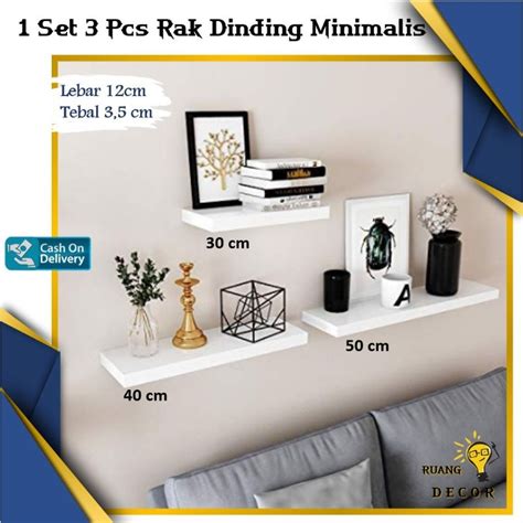 Jual Rak Dinding Minimalis Gantung Paket Pcs Ukuran X X T Cm