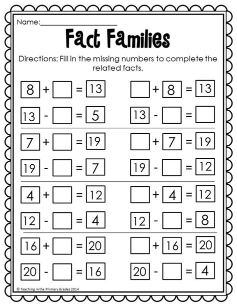 St Grade Math Facts Worksheets First Grade Math Facts Print