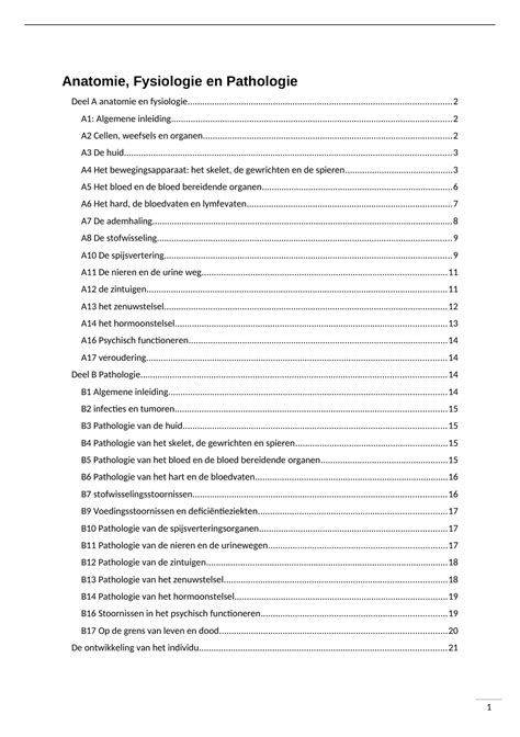 Samenvatting Anatomie Fysiologie En Pathologie Isbn