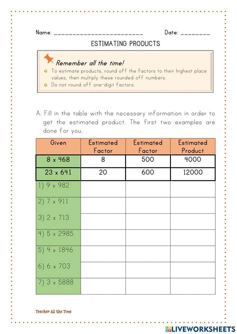 Estimating Products Worksheets 15 Worksheets Library