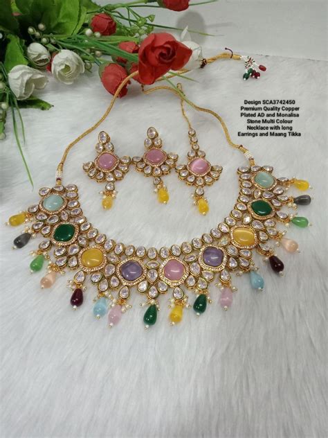 Monalisa Necklace Mangtika Earrings Sca Multicolor