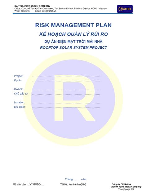 Raitek - RMP Risk Management Plan | PDF