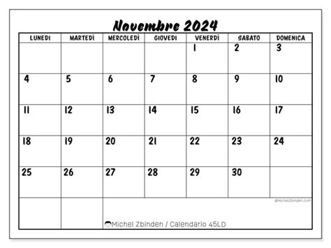 Calendario Novembre 2024 45 Michel Zbinden IT