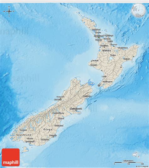 Shaded Relief 3d Map Of New Zealand