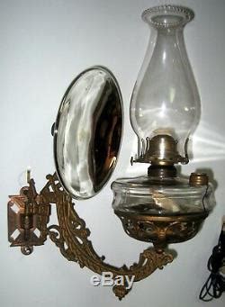 Antique Ornate Cast Iron Wall Bracket Victorian Oil Lamp Mercury Glass