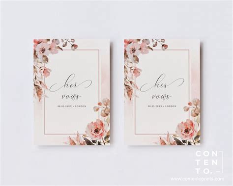 Editable Floral Vow Book Template Aa Etsy Wedding Vows Template