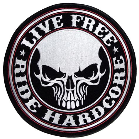 Hot Leathers Live Free Ride Hardcore Skull 10 X 10 Patch