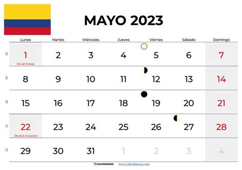 Descargar Calendario Mayo 2023 Colombia Para Imprimir