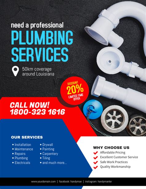 Plumbing Services Handyman Flyer Poster Template Postermywall