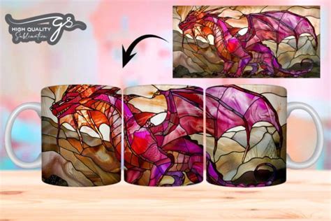 Stained Glass Dragon Mug Wrap Bundle Bundle Creative Fabrica